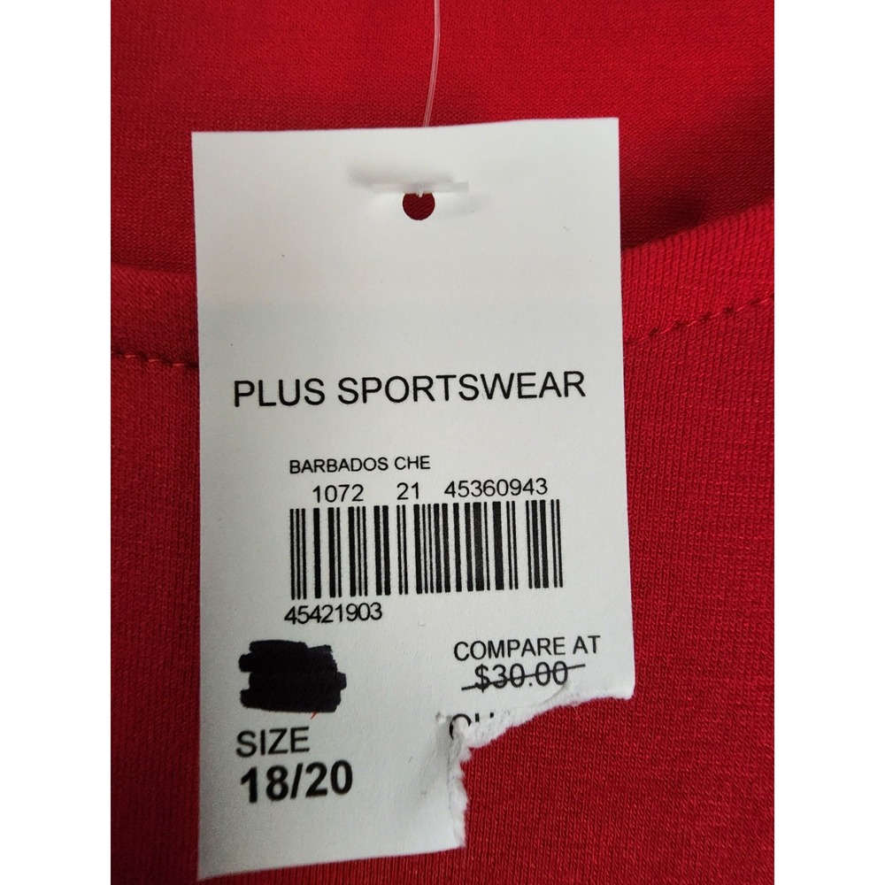 Cato Womens 18/20 NWT Red Long Sleeve Top Scoop Neck Basic Stretch Tee Plus Size - Picture 4 of 7